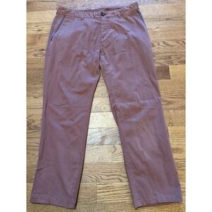 32 Bar Blues Pants Mens 34x28 Brown Red Chino Straight Leg Casual Cotton